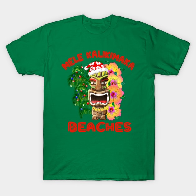 Mele Kalikimaka Beaches Merry Hawaiian Christmas T-Shirt by macdonaldcreativestudios